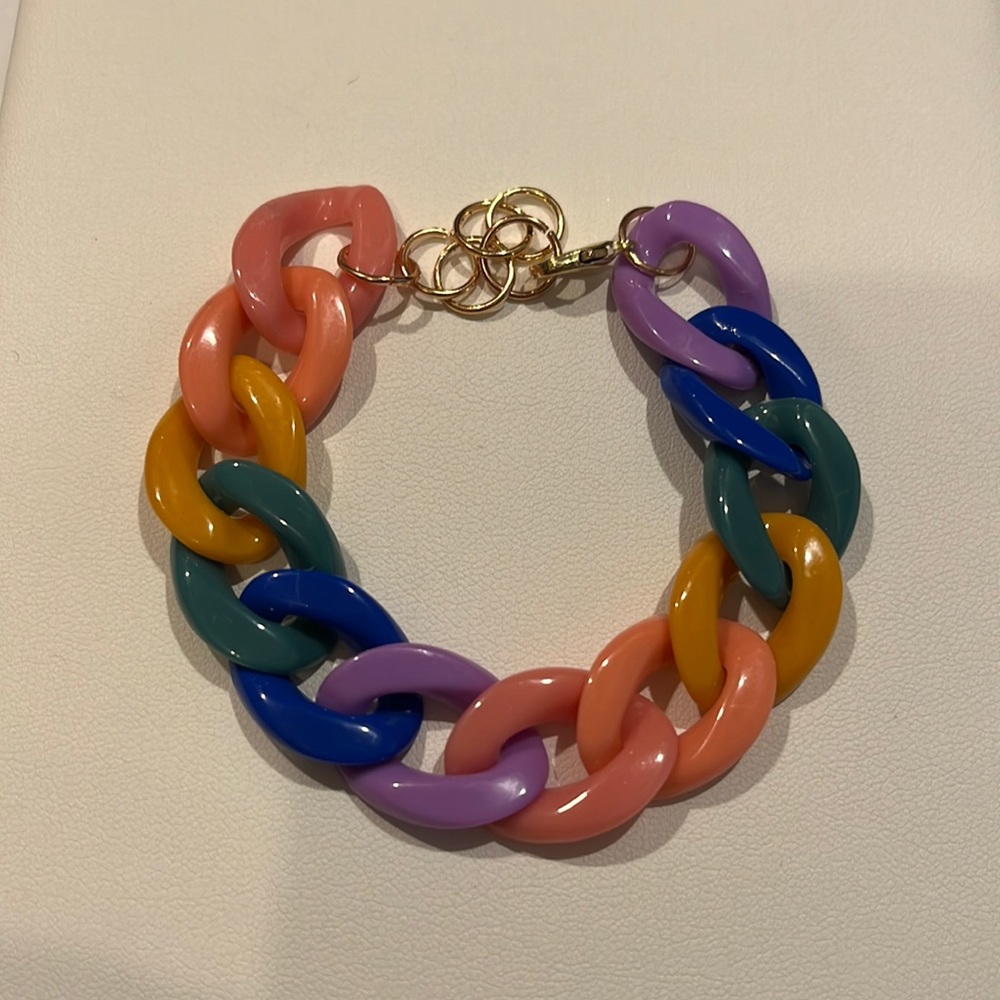 Handmade Rainbow Plastic Chain Link Bracelet